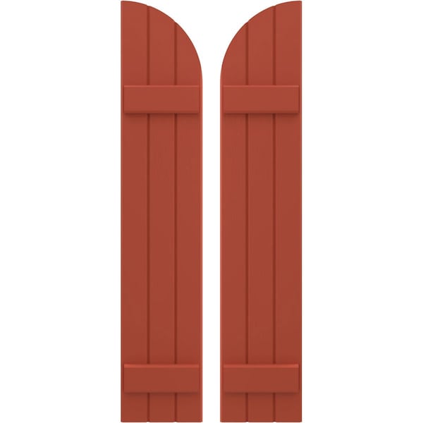 Ekena Millwork Americraft 3-Board (2 Batten) Wood Joined Board-n-Batten Shutters w/ Arch Top, ARW101BQ311X49CLH, PR ARW101BQ311X49CLH - main